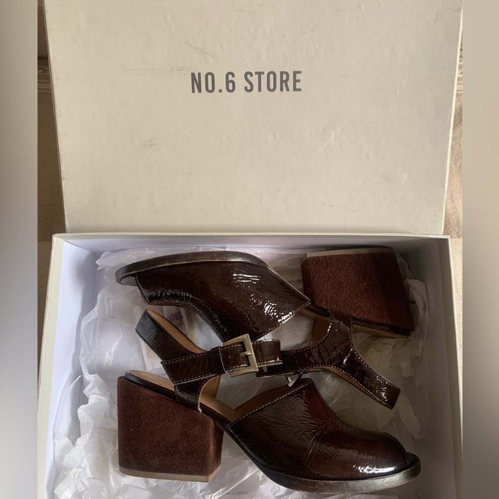 Beautiful! Wine colored wedge heels by No.6 . Suede and patent leather. Sz 8